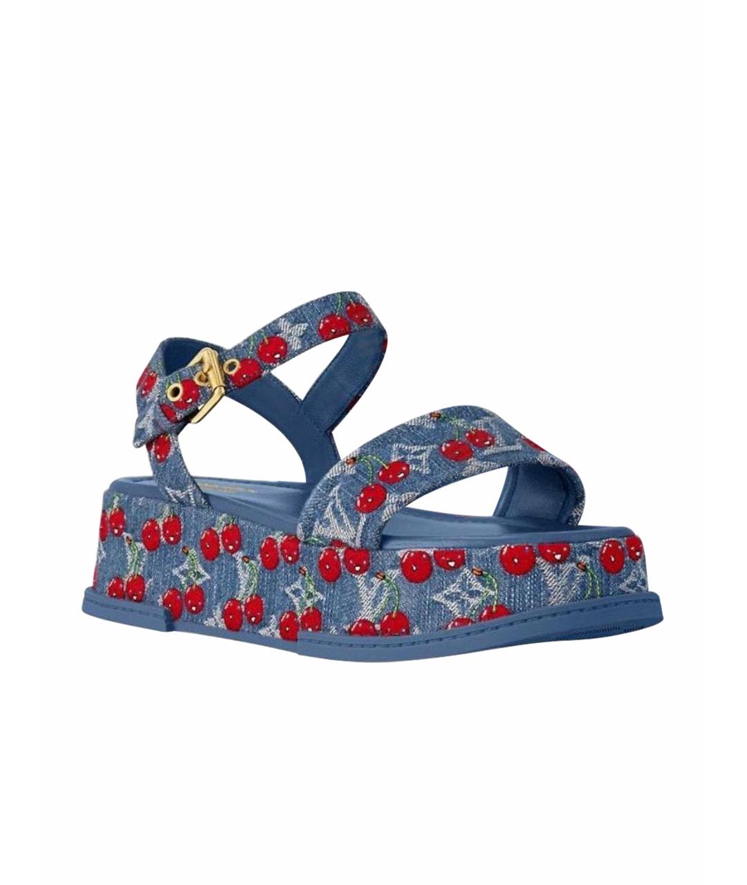 LOUIS VUITTON Синие босоножки, фото 1