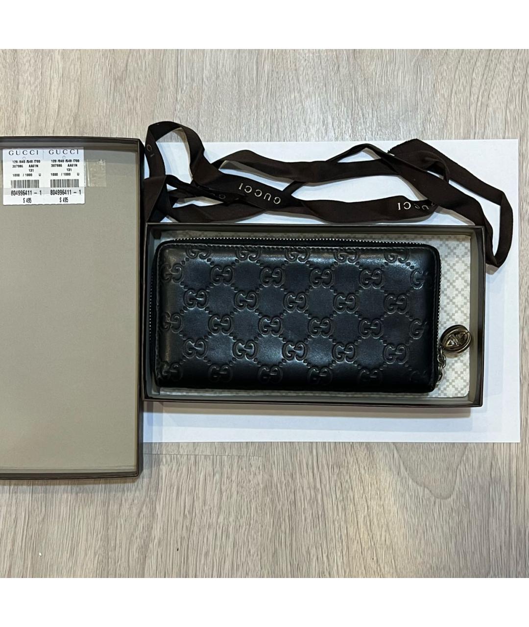GUCCI Черный кожаный кошелек, фото 2