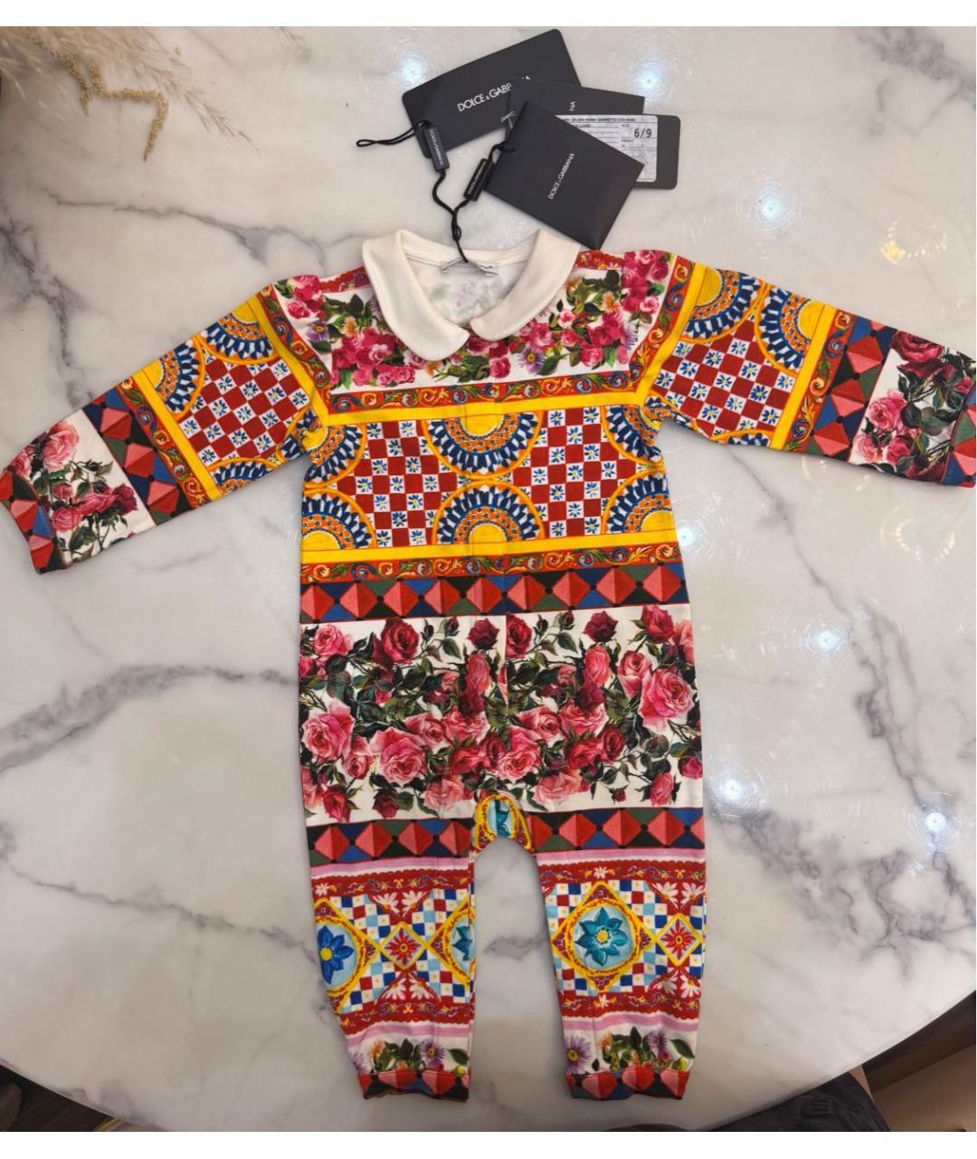 DOLCE & GABBANA KIDS Мульти хлопковый комбинезон, фото 5
