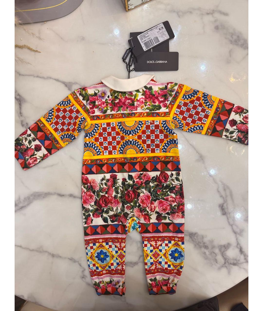 DOLCE & GABBANA KIDS Мульти хлопковый комбинезон, фото 2