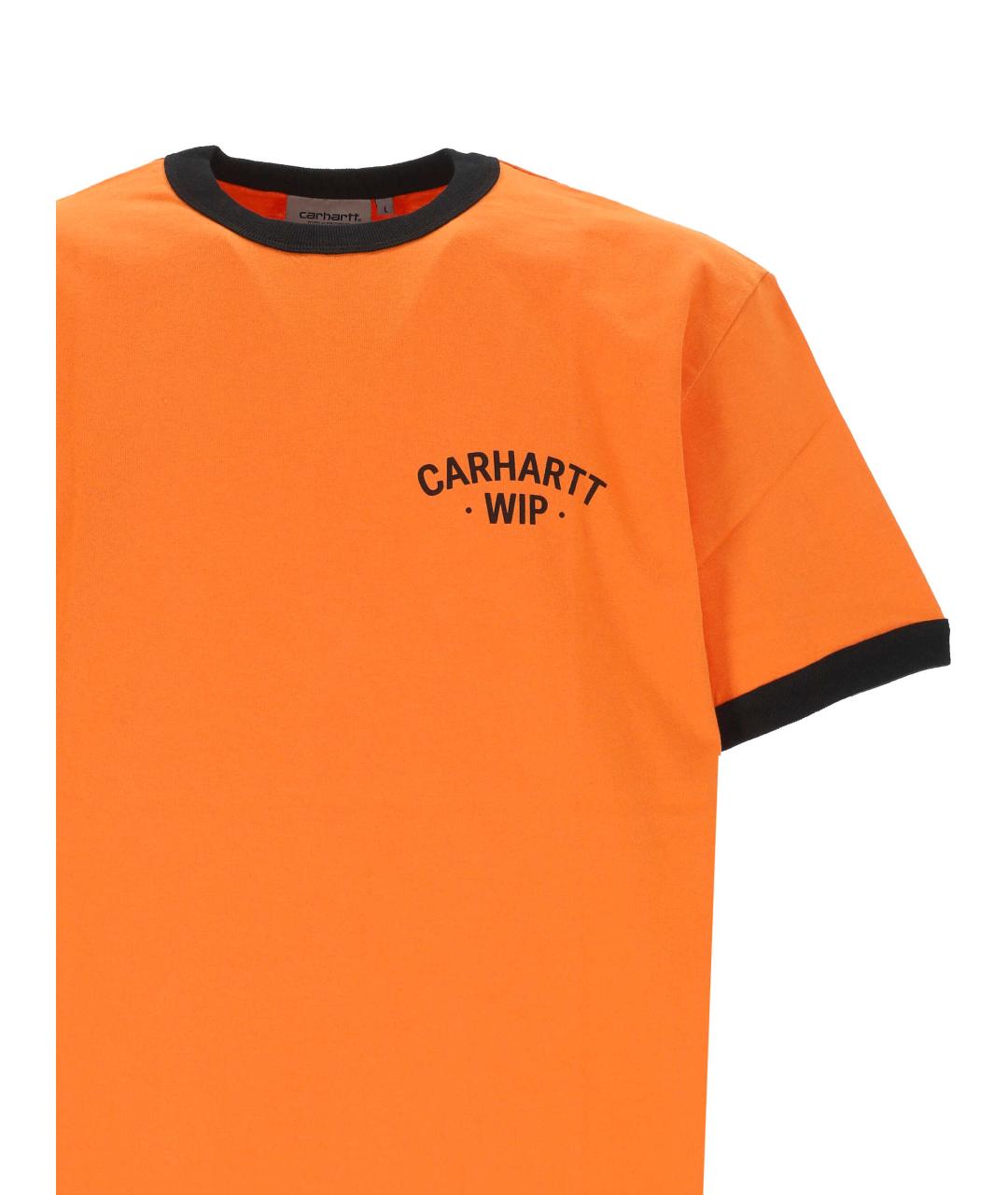 CARHARTT WIP Оранжевая хлопковая футболка, фото 2