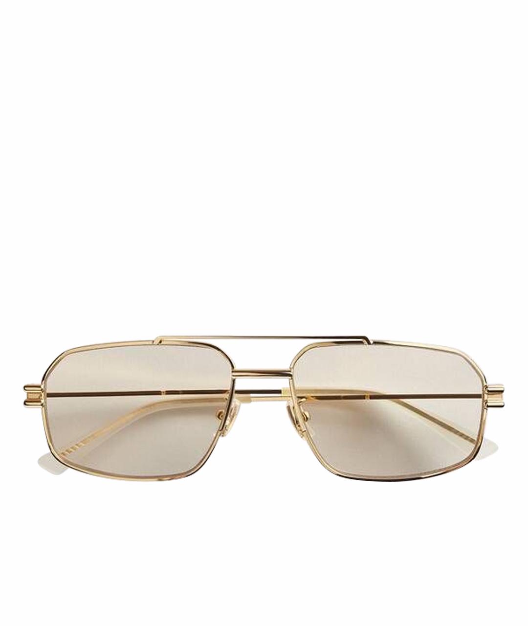 BOTTEGA VENETA Золотые металлические солнцезащитные очки, фото 1