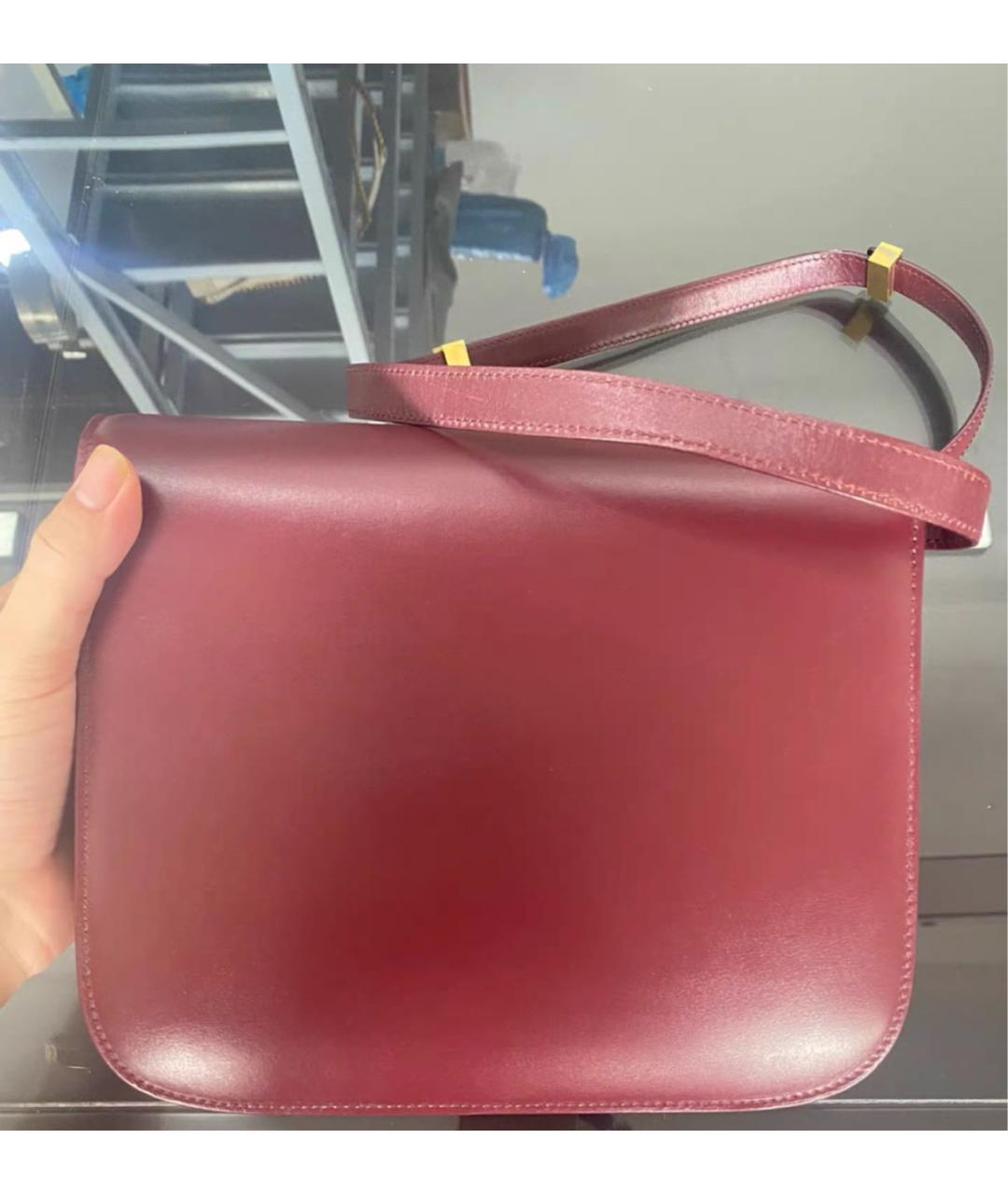CELINE Бордовая кожаная сумка через плечо, фото 3