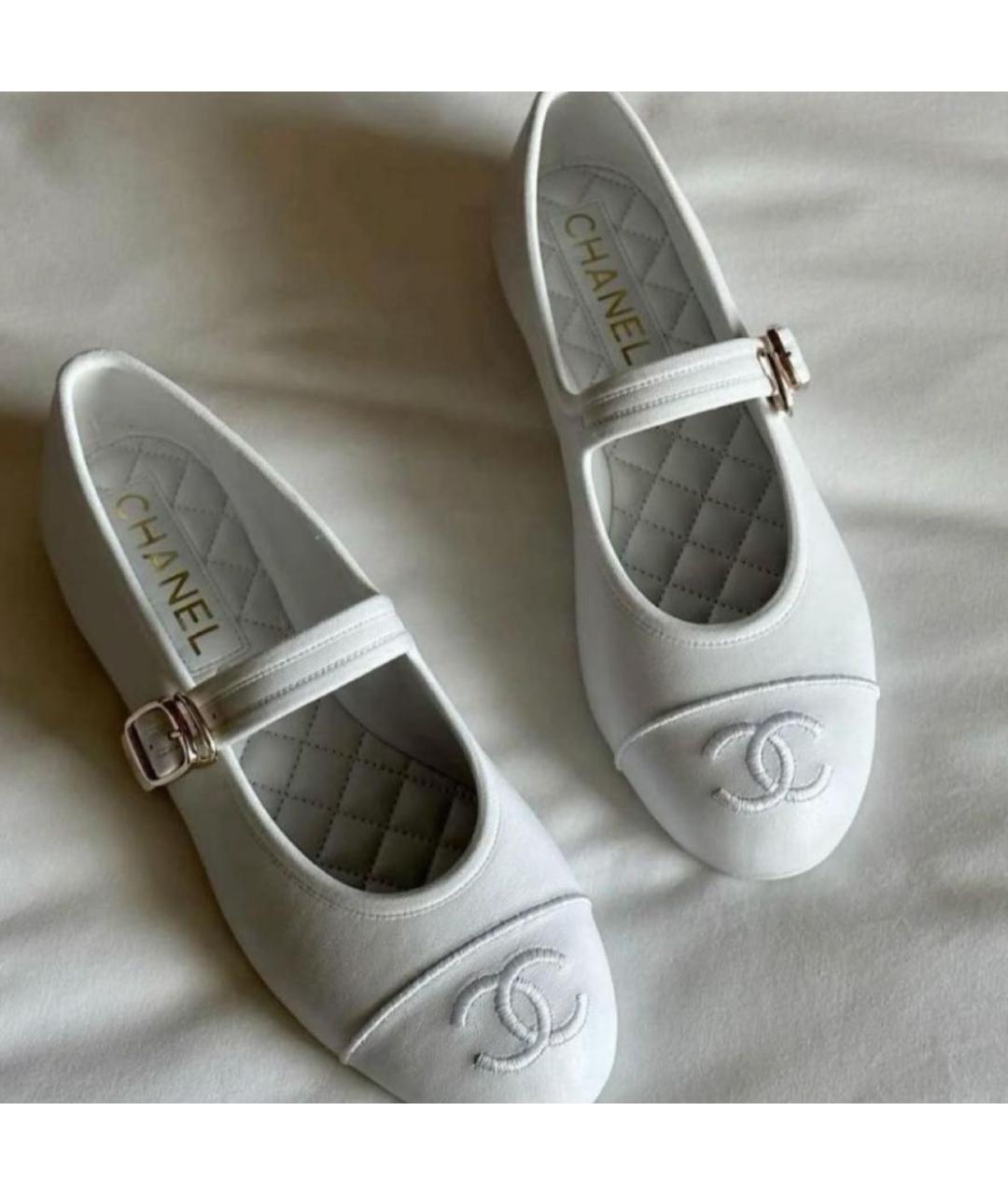 CHANEL Белые текстильные балетки, фото 4