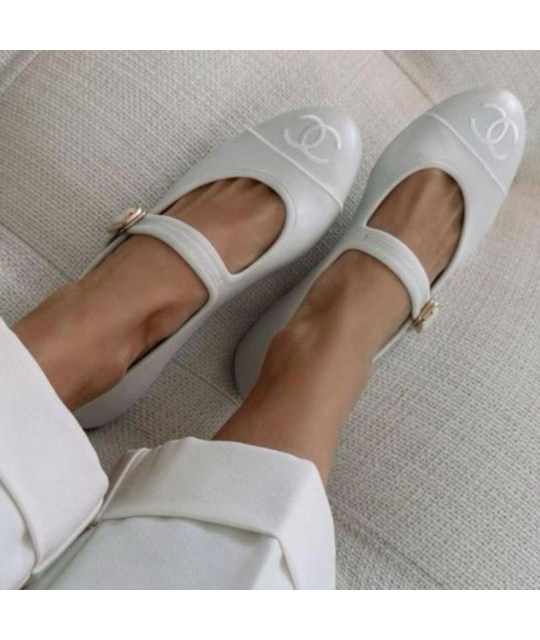 CHANEL Белые текстильные балетки, фото 3