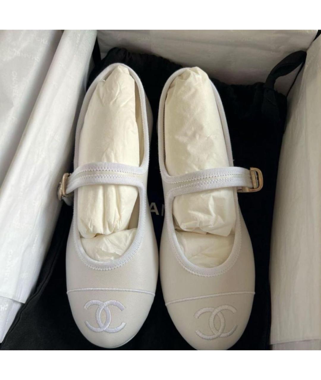 CHANEL Белые текстильные балетки, фото 3