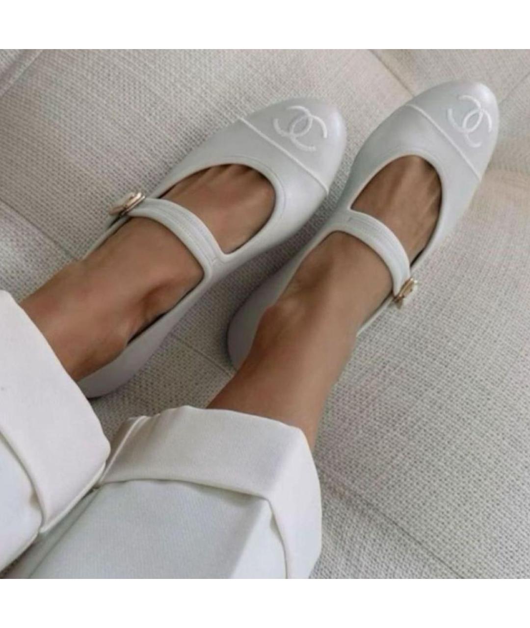 CHANEL Белые текстильные балетки, фото 5