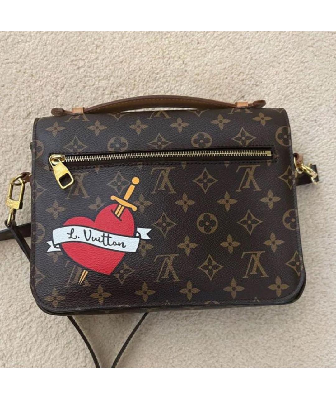 LOUIS VUITTON Коричневая кожаная сумка через плечо, фото 3