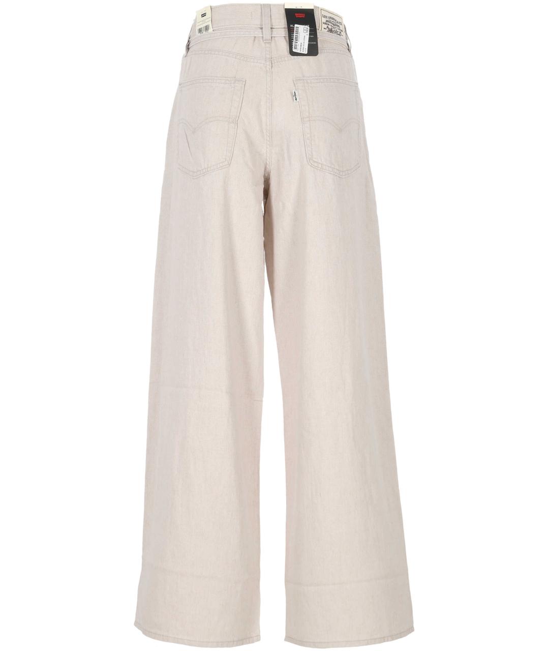 LEVI'S Бежевые хлопко-леновые прямые джинсы, фото 3