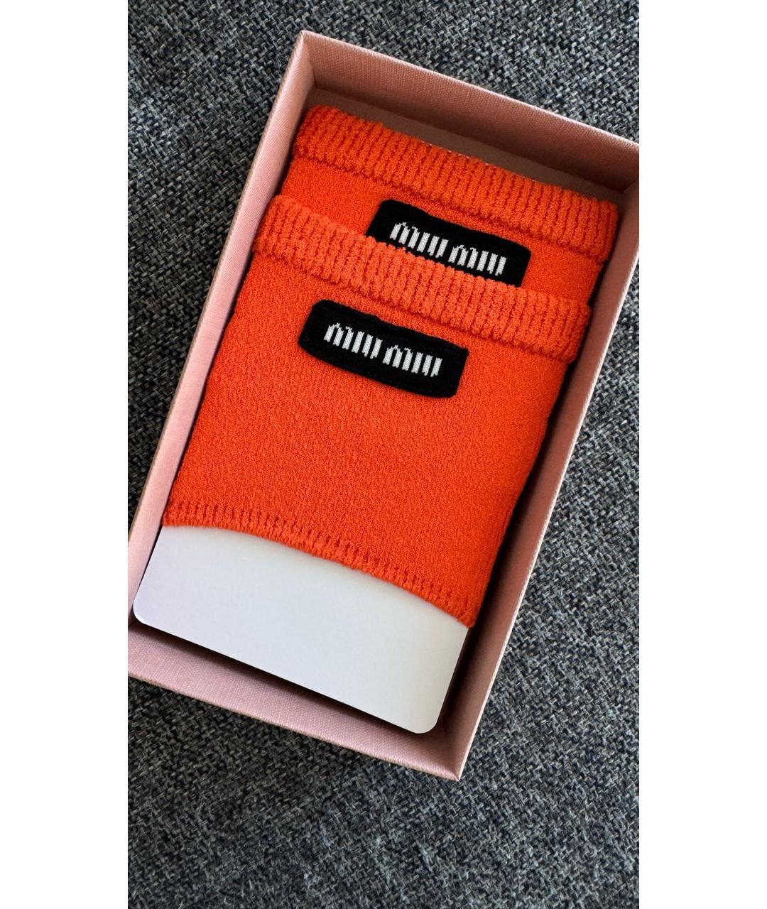 MIU MIU Оранжевое носки, чулки и колготы, фото 5