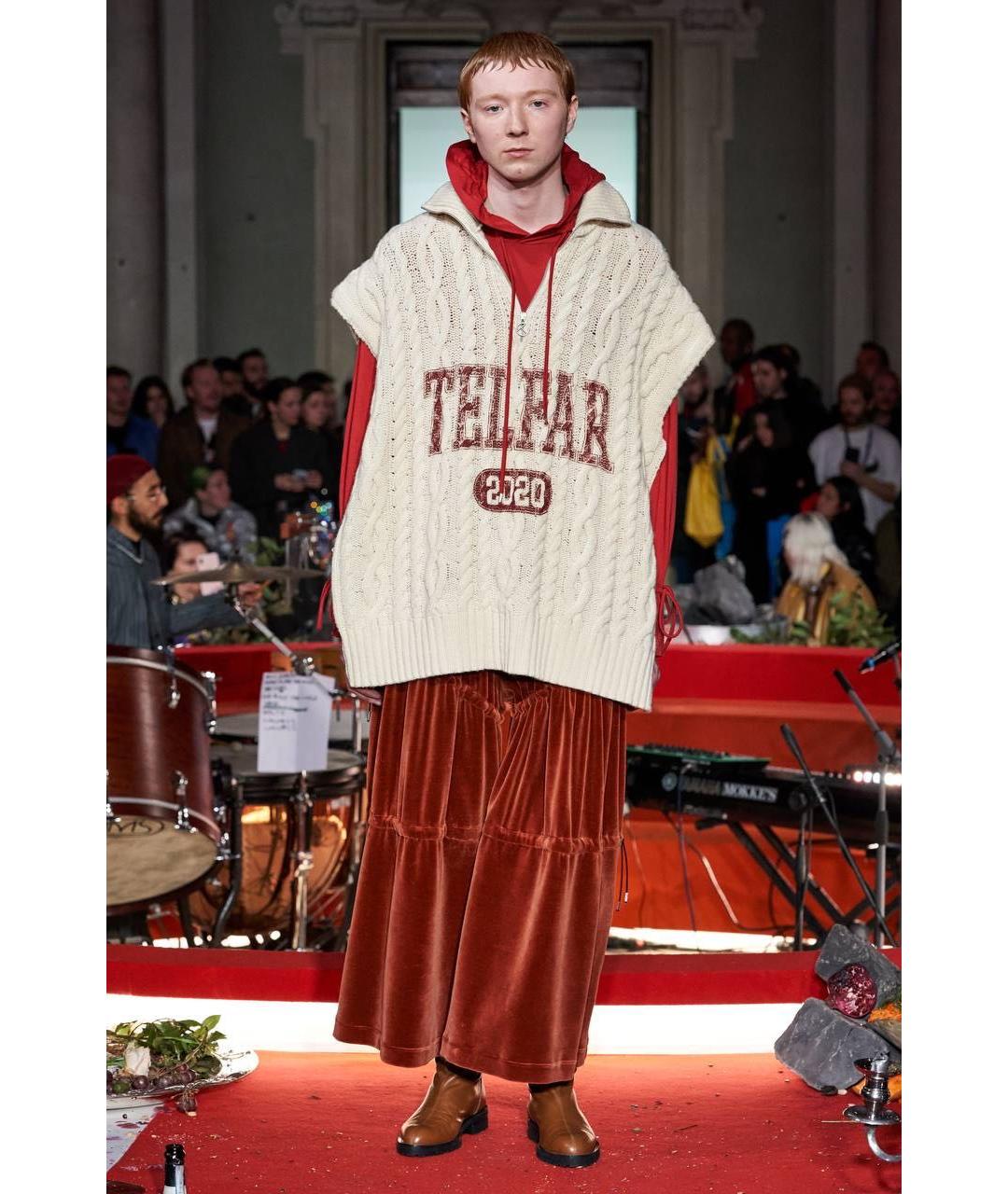 TELFAR Бордовые велюровые брюки широкие, фото 2