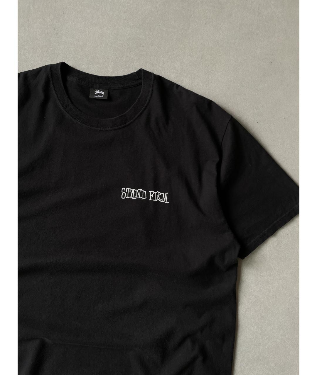 STUSSY Черная хлопковая футболка, фото 3