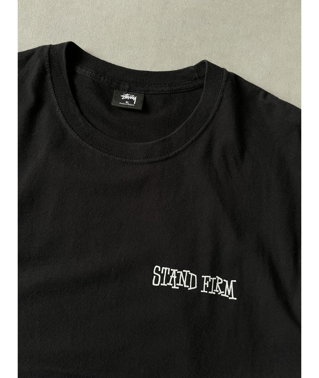 STUSSY Черная хлопковая футболка, фото 4