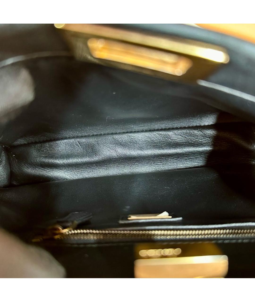FENDI Черная кожаная сумка тоут, фото 5