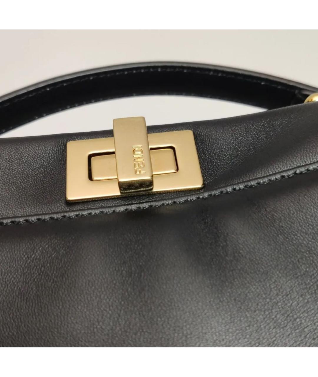 FENDI Черная кожаная сумка тоут, фото 6