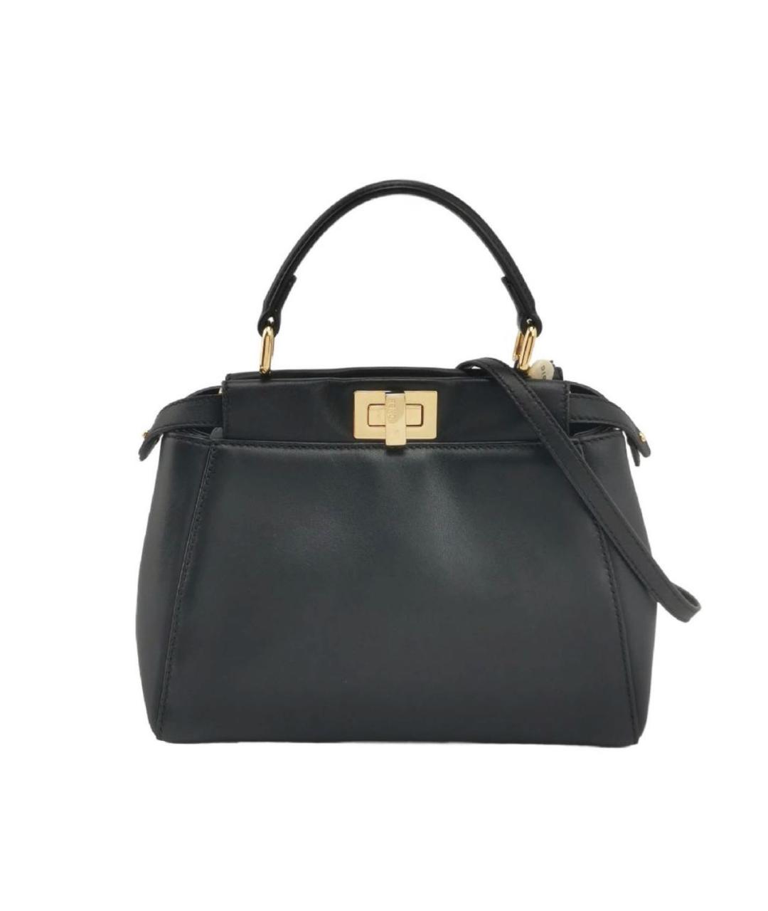 FENDI Черная кожаная сумка тоут, фото 8