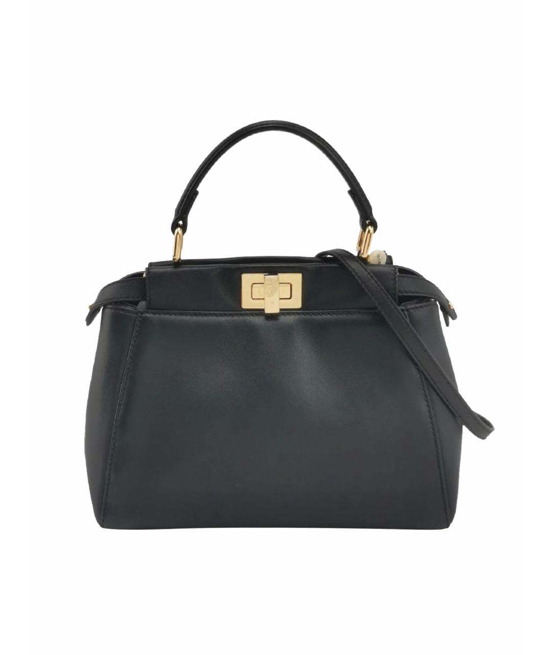 FENDI Черная кожаная сумка тоут, фото 1
