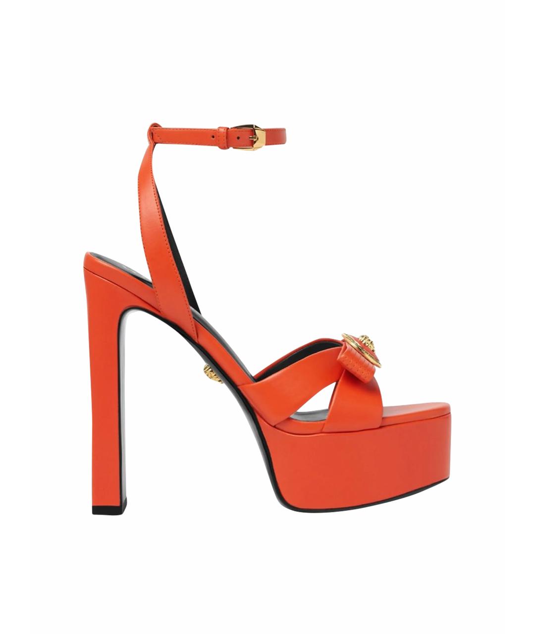 VERSACE Оранжевое кожаные босоножки, фото 1