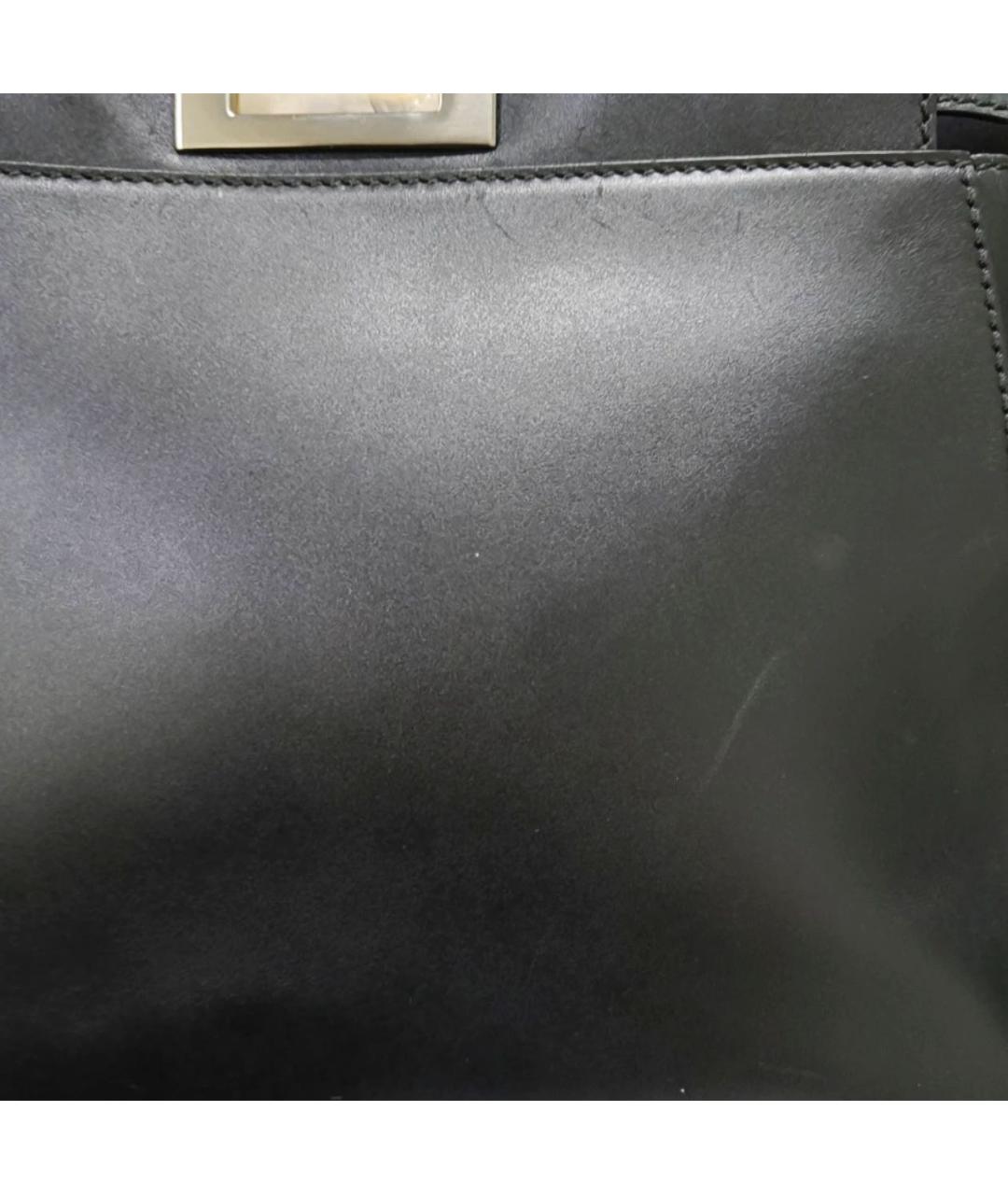 FENDI Черная кожаная сумка тоут, фото 7