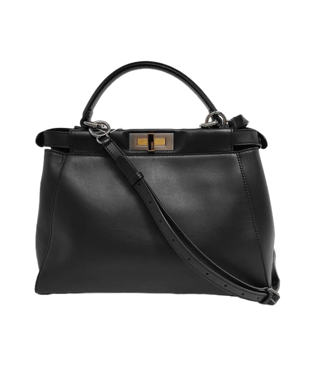 FENDI Черная кожаная сумка тоут, фото 9