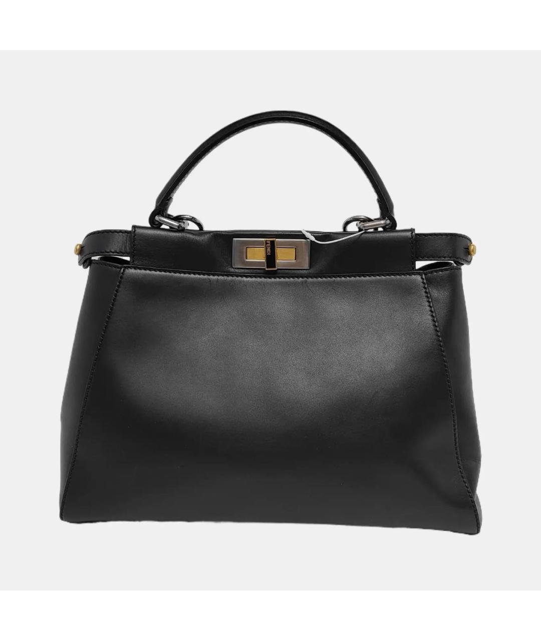 FENDI Черная кожаная сумка тоут, фото 3