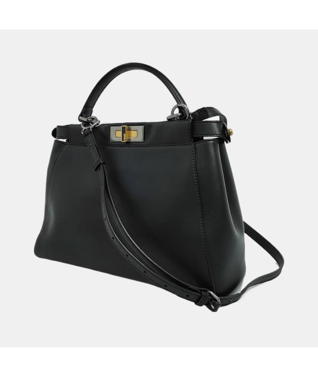 FENDI Черная кожаная сумка тоут, фото 2