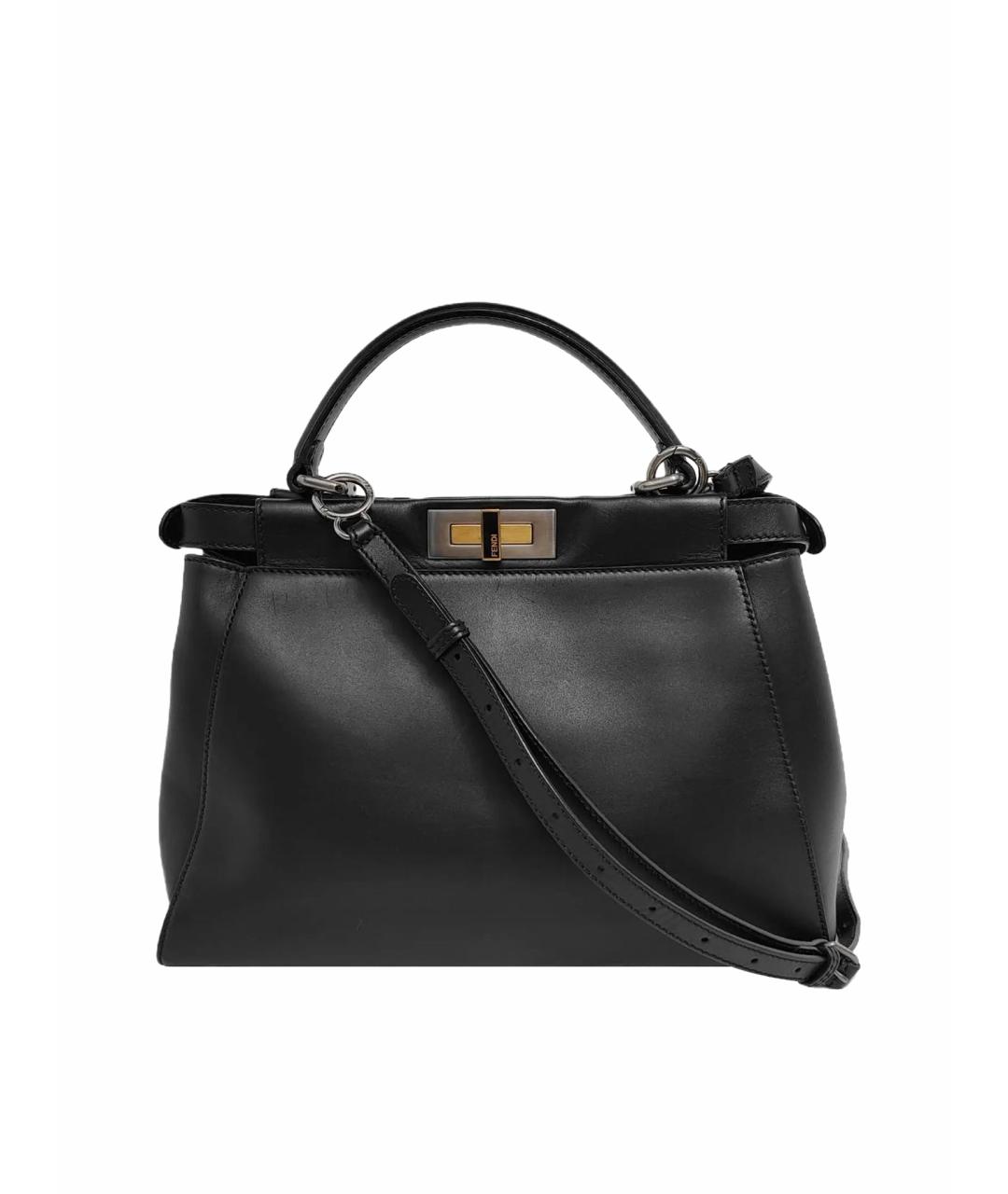 FENDI Черная кожаная сумка тоут, фото 1