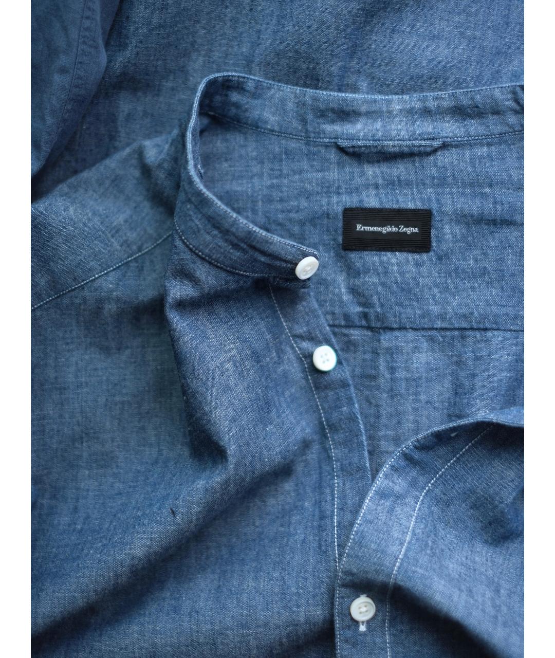 ERMENEGILDO ZEGNA XXX Синяя хлопковая кэжуал рубашка, фото 3