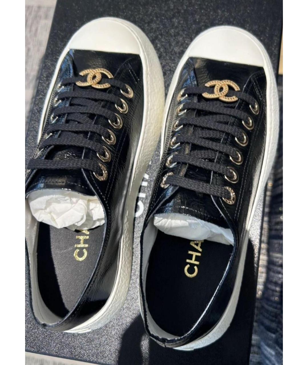 CHANEL Черные кожаные кеды, фото 2