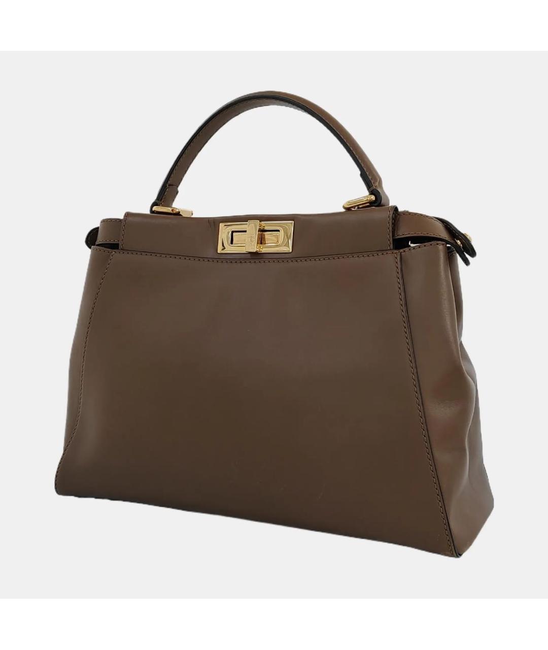 FENDI Коричневая кожаная сумка тоут, фото 2