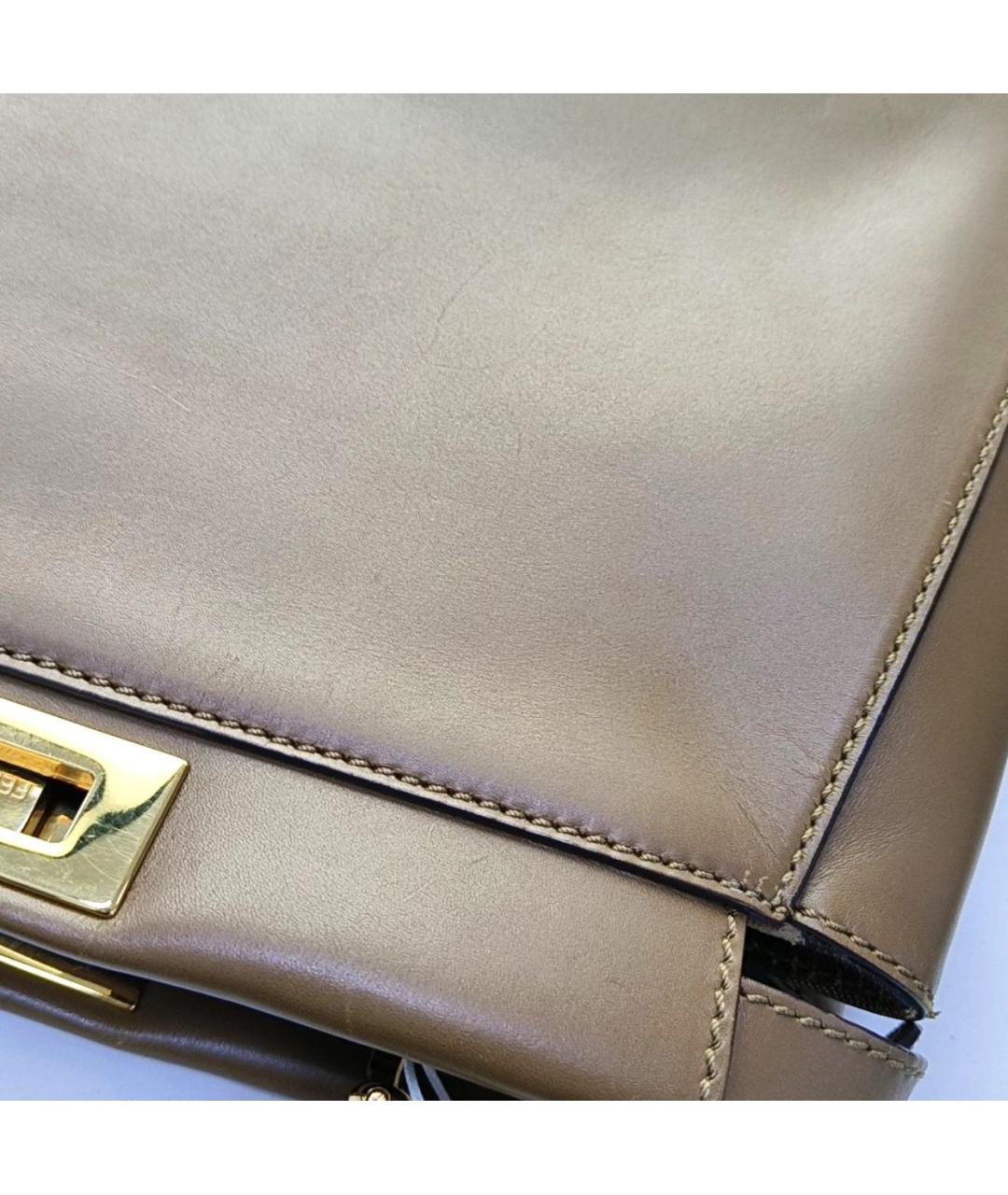 FENDI Коричневая кожаная сумка тоут, фото 7