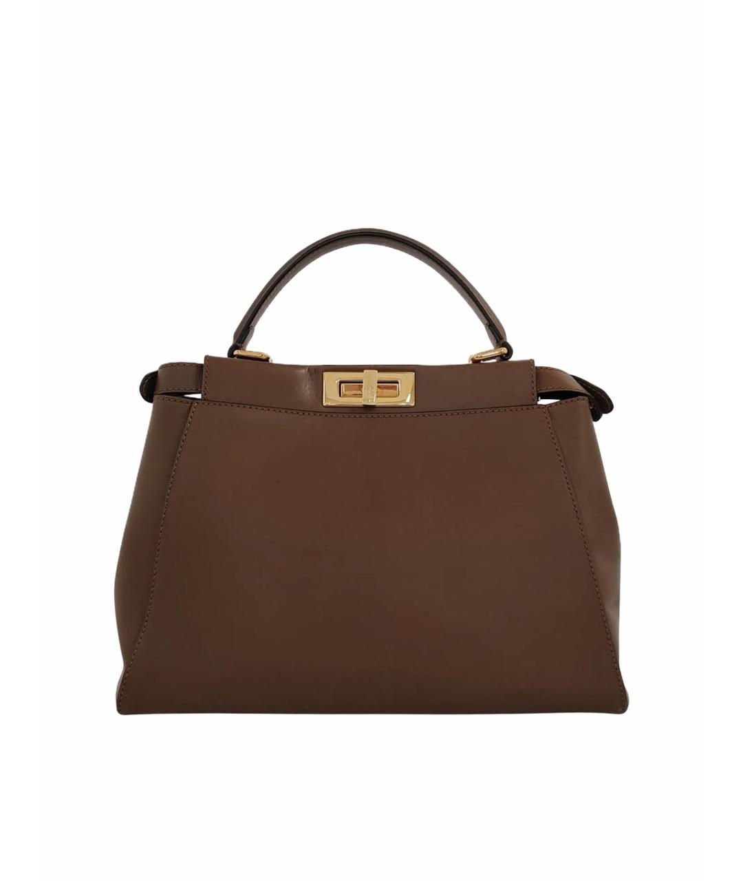 FENDI Коричневая кожаная сумка тоут, фото 1
