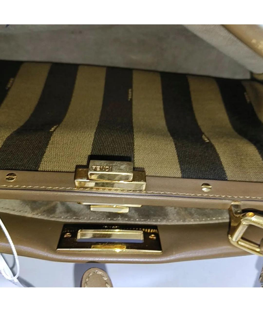 FENDI Коричневая кожаная сумка тоут, фото 5