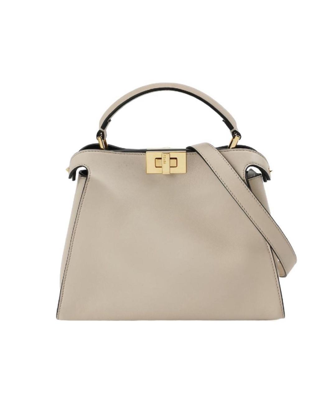 FENDI Бежевая кожаная сумка тоут, фото 9