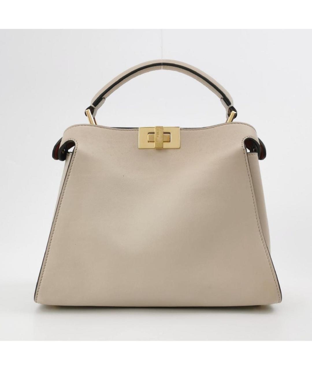 FENDI Бежевая кожаная сумка тоут, фото 2