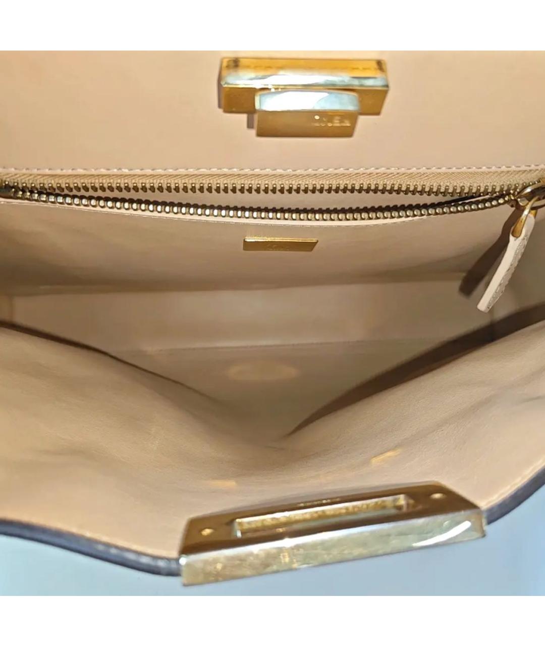 FENDI Хаки кожаная сумка тоут, фото 5