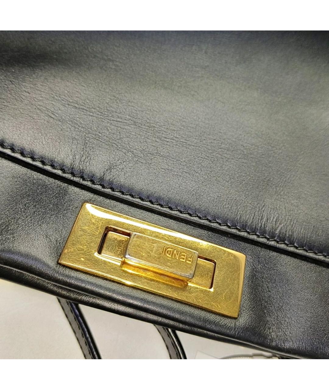 FENDI Черная кожаная сумка тоут, фото 8