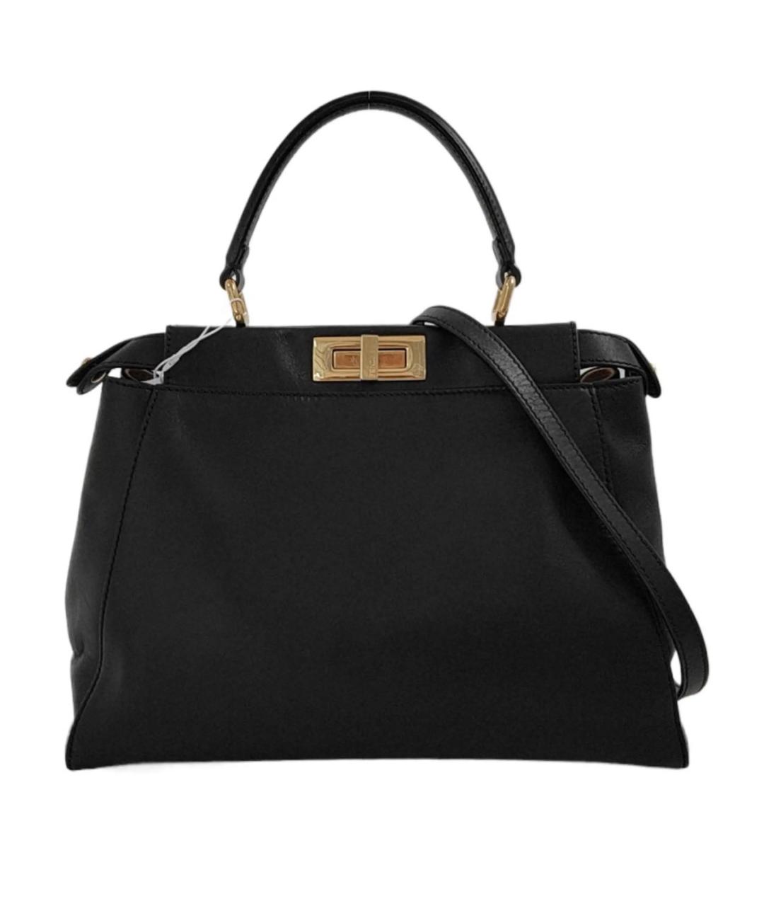 FENDI Черная кожаная сумка тоут, фото 9
