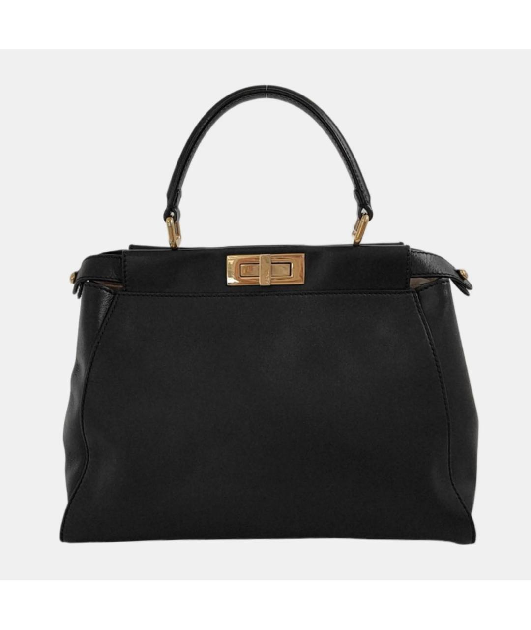 FENDI Черная кожаная сумка тоут, фото 4