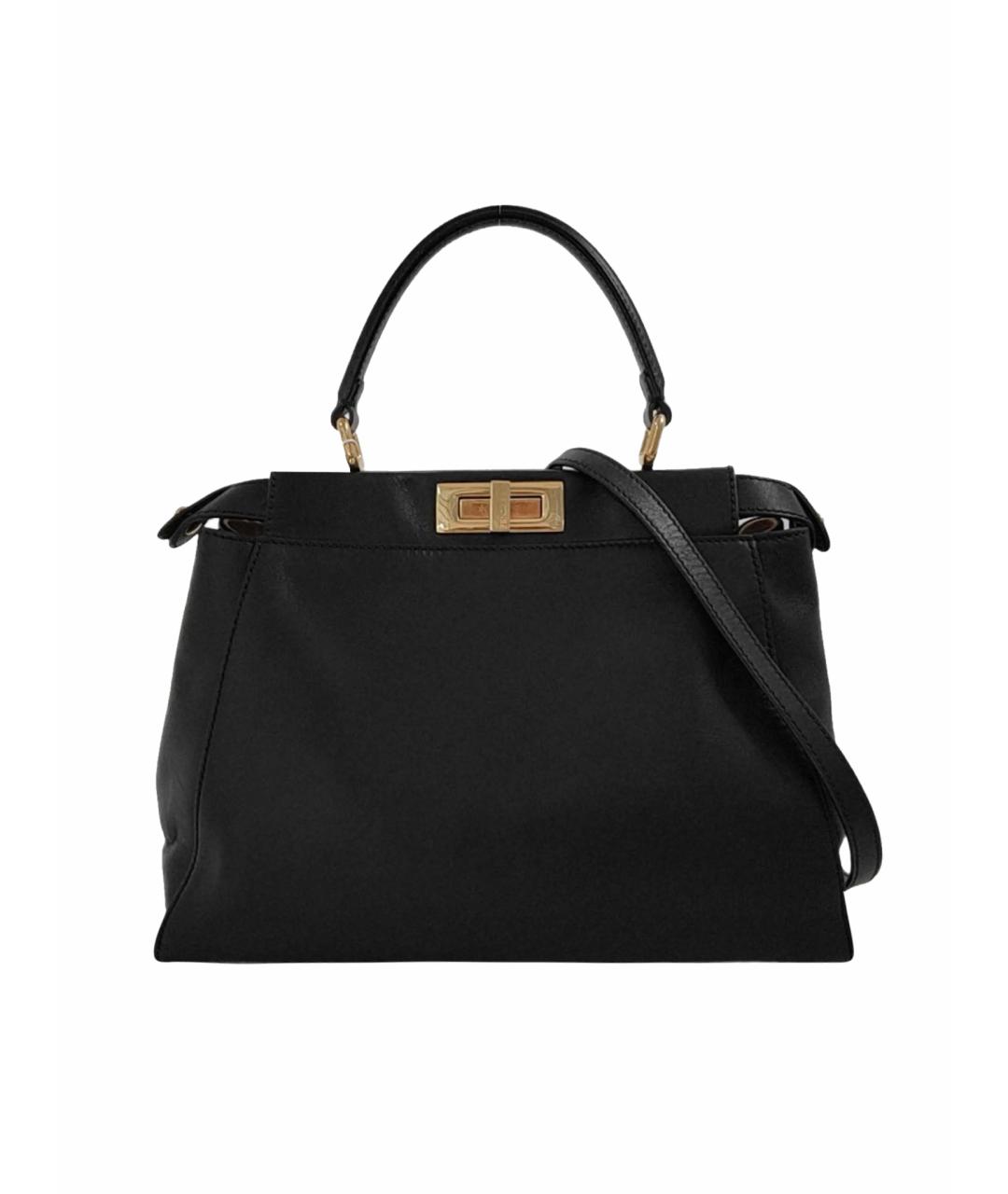 FENDI Черная кожаная сумка тоут, фото 1