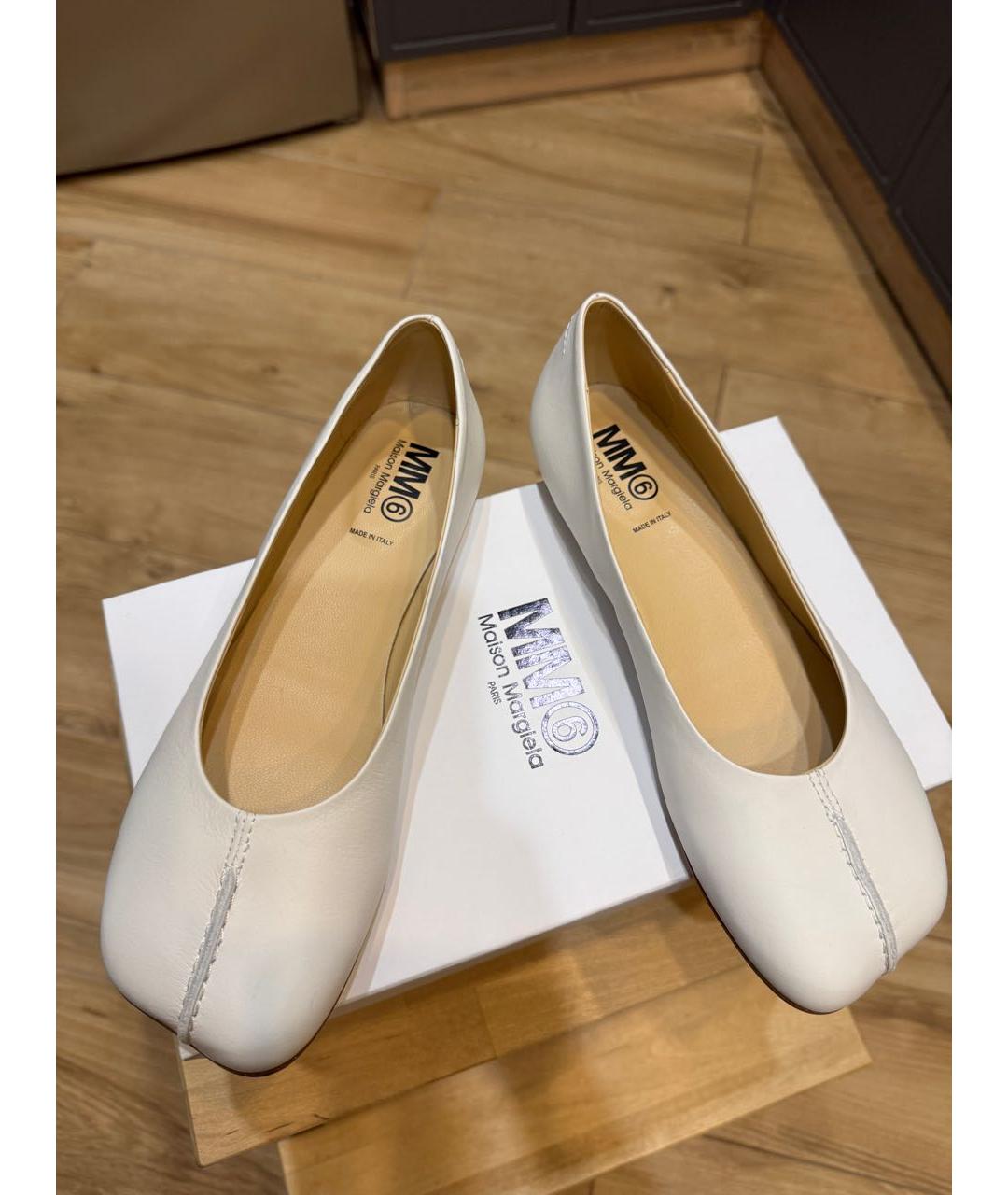 MM6 MAISON MARGIELA Белые кожаные балетки, фото 2