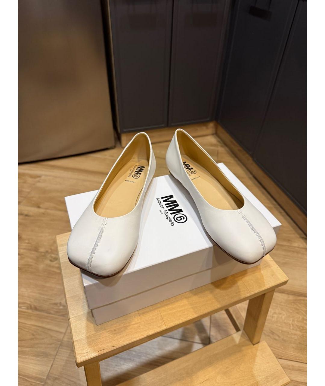 MM6 MAISON MARGIELA Белые кожаные балетки, фото 6