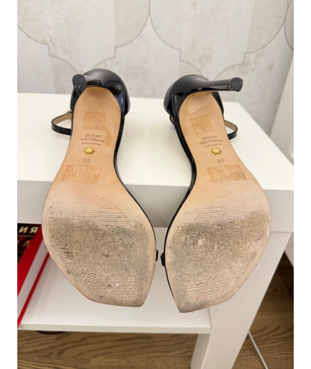 STUART WEITZMAN Черные босоножки из лакированной кожи, фото 5