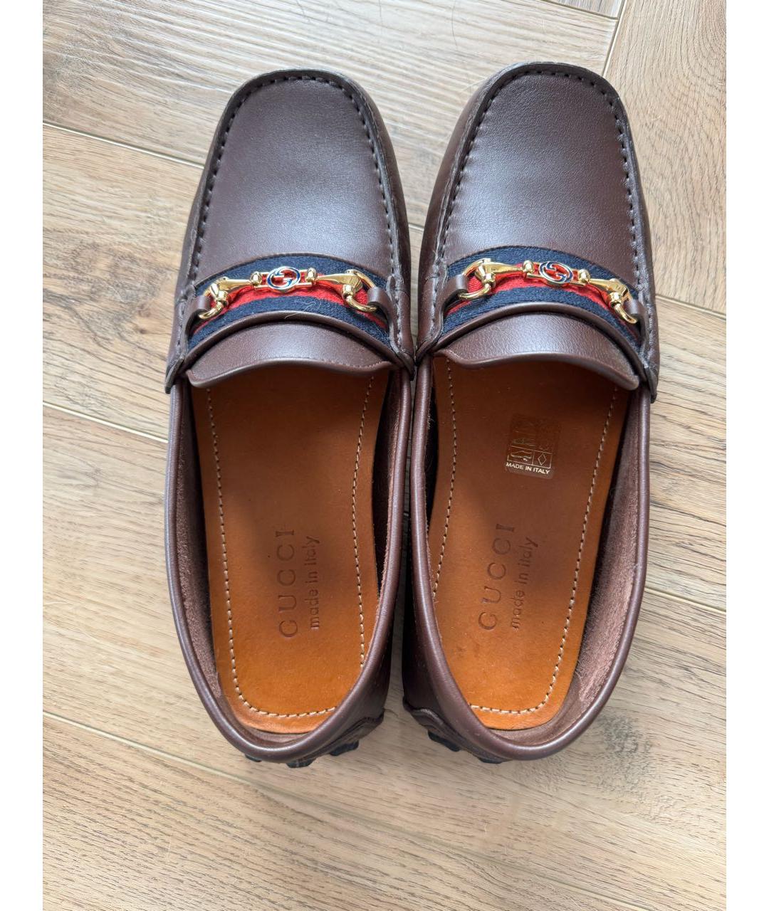 GUCCI Бордовые кожаные мокасины, фото 3