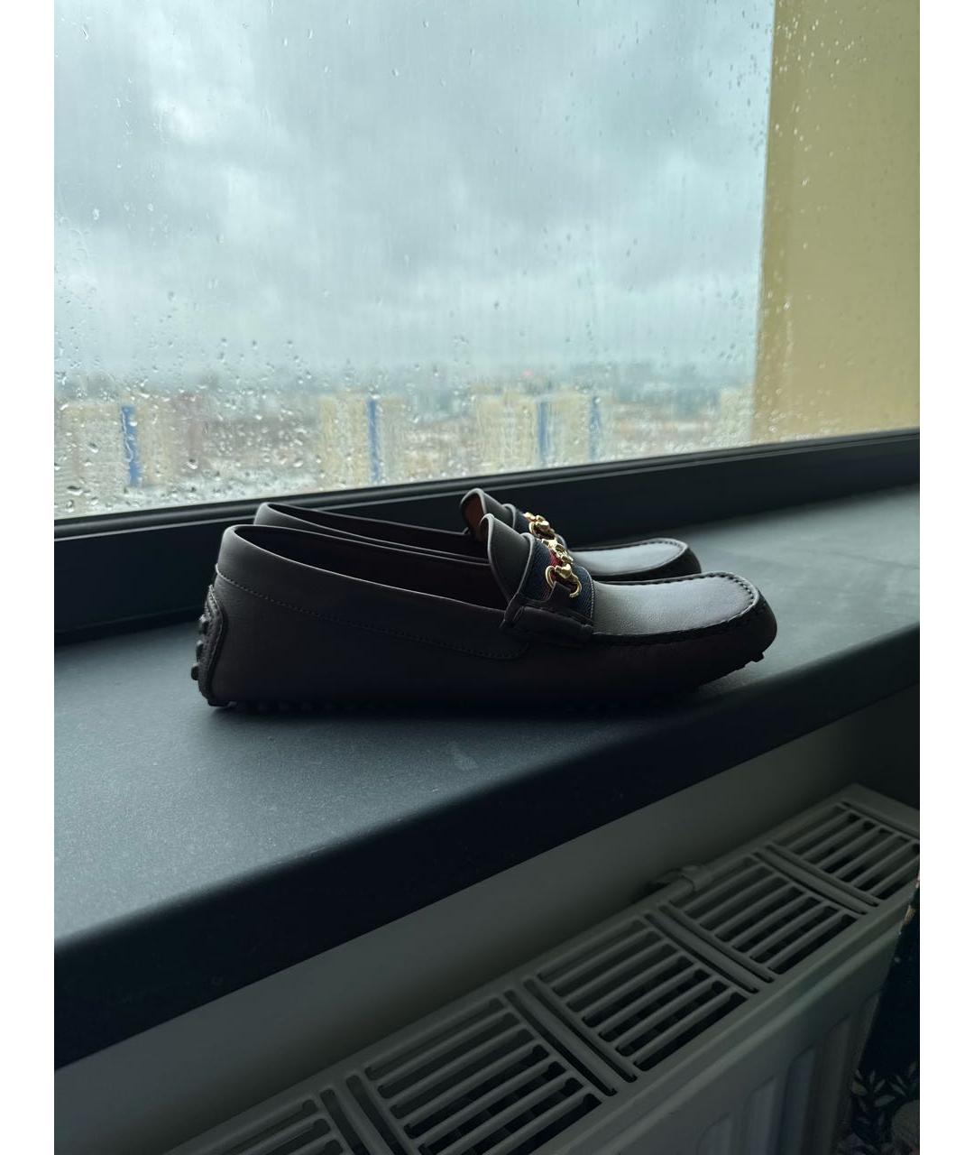 GUCCI Бордовые кожаные мокасины, фото 6