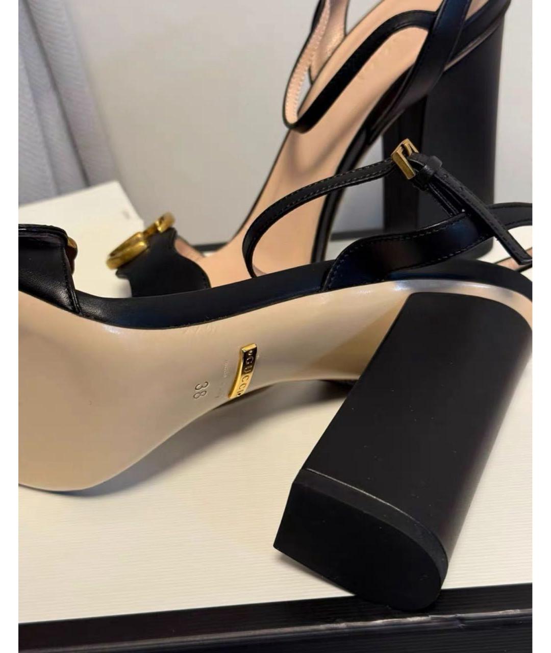 GUCCI Черные кожаные босоножки, фото 2