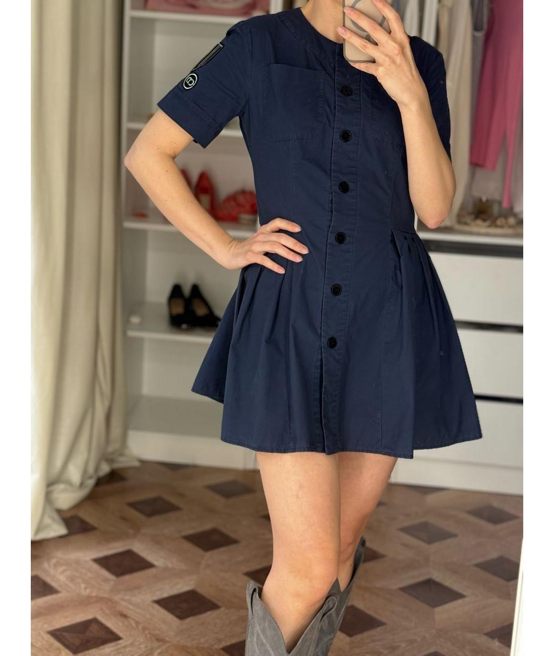 CHRISTIAN DIOR Темно-синее хлопковое повседневное платье, фото 5