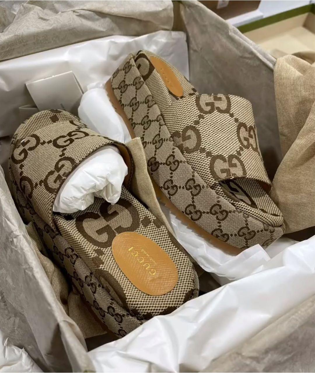 GUCCI Бежевые шлепанцы, фото 3