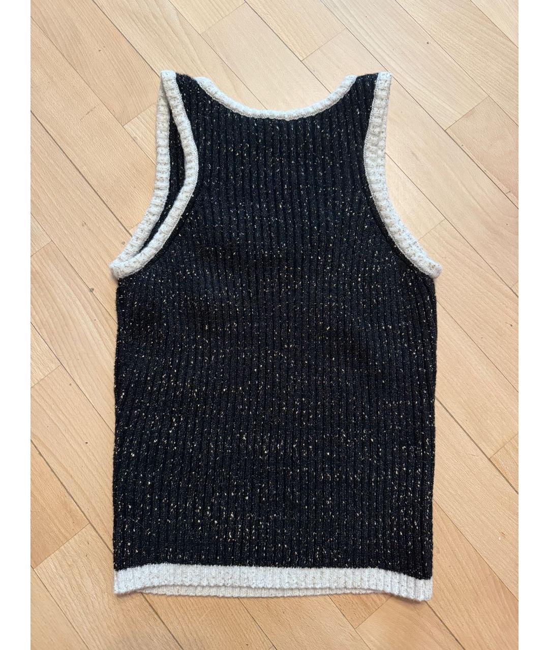 CHANEL Черная хлопковая майка, фото 2