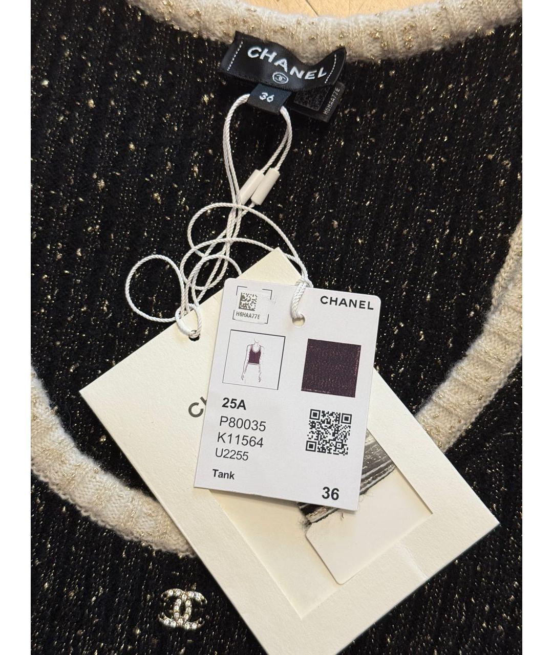 CHANEL Черная хлопковая майка, фото 3